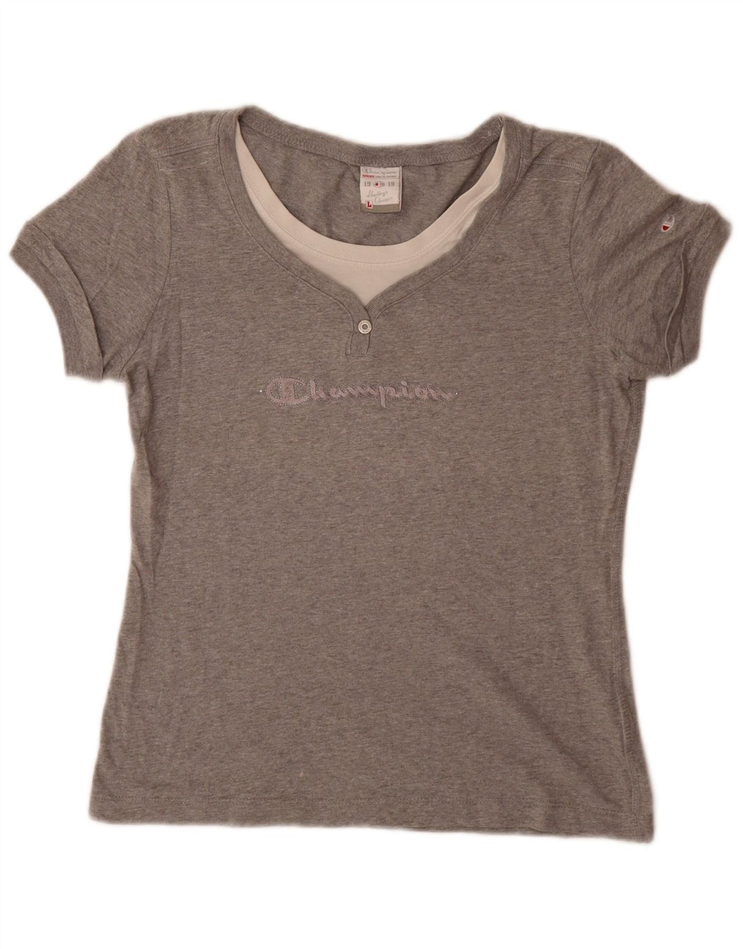 Champion Womens Heritage Classics Grafisk T-Shirt Top UK 14 Large Grey