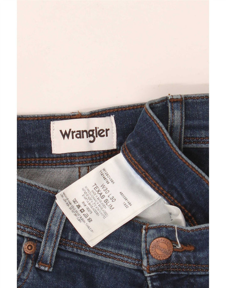 Wrangler Herre Texas Slim Jeans W30 L30 Marineblå Bomuld