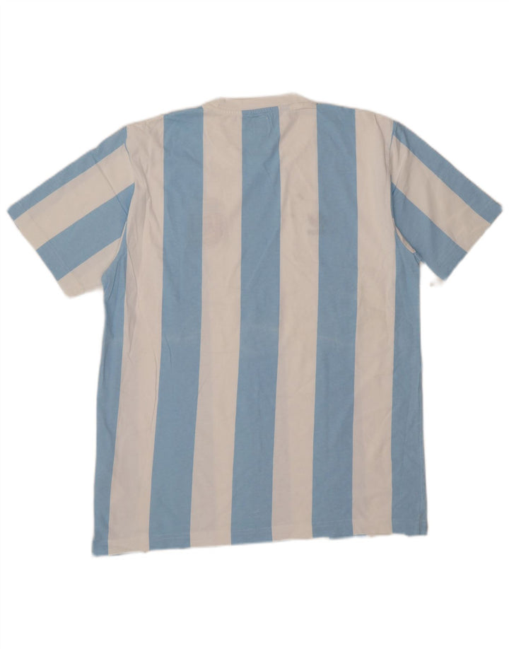 Adidas Grafisk T-shirt top mellemblå stribet bomuld til mænd