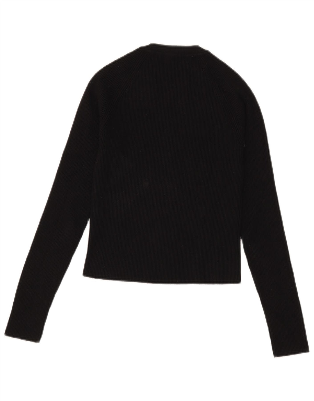 Zara Womens Crop Top Langærmet UK 8 Small Black Viscose