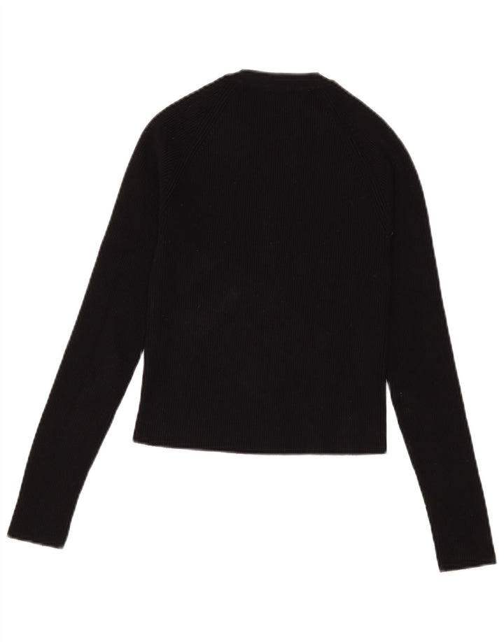 Zara Womens Crop Top Langærmet UK 8 Small Black Viscose