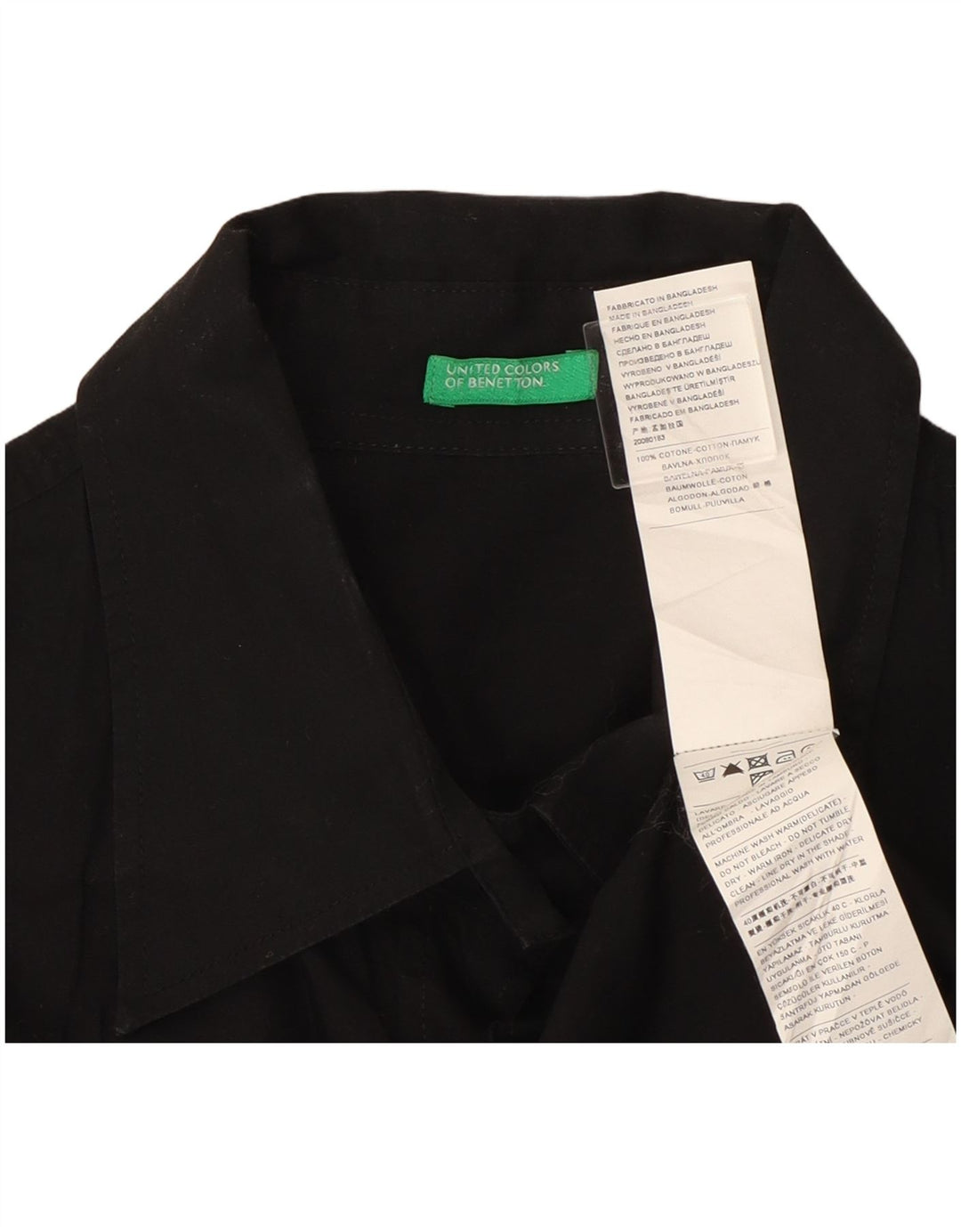 Benetton Dameskjorte UK 12 Medium Sort Bomuld