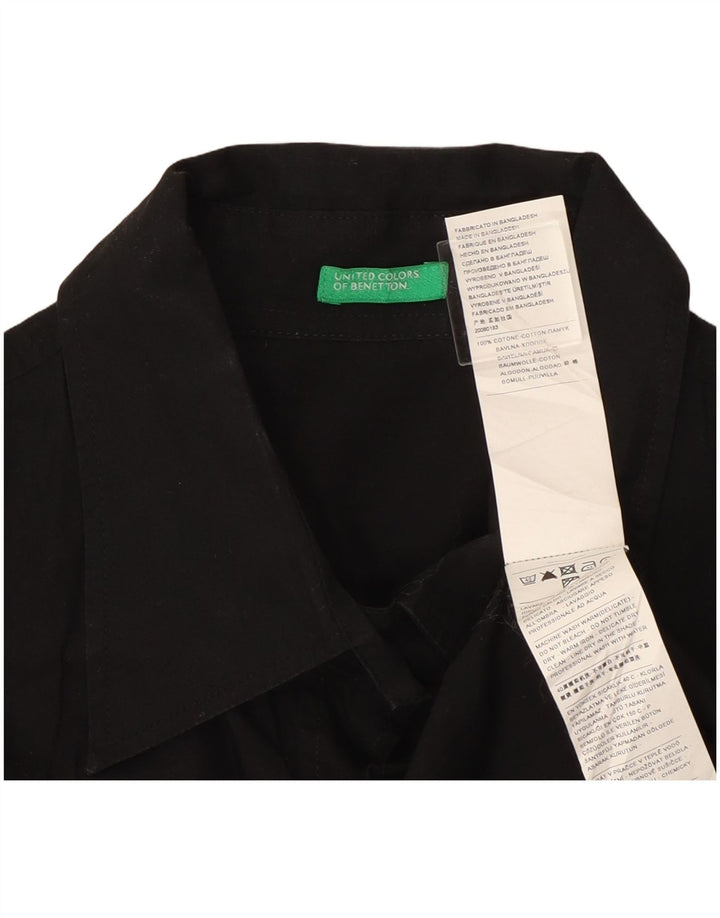 Benetton Dameskjorte UK 12 Medium Sort Bomuld