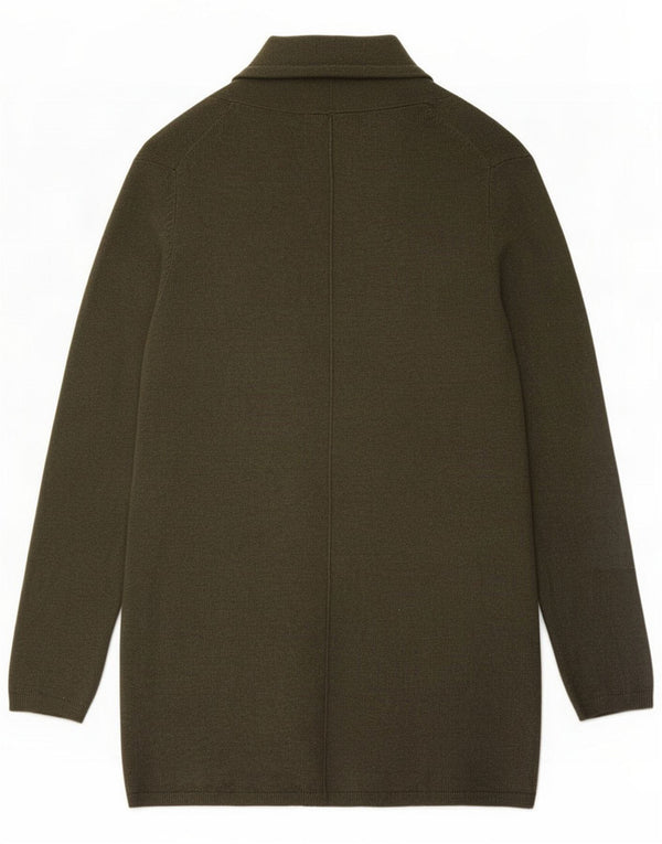 Zara Womens Longline Open Cardigan Sweater UK 14 Large Green