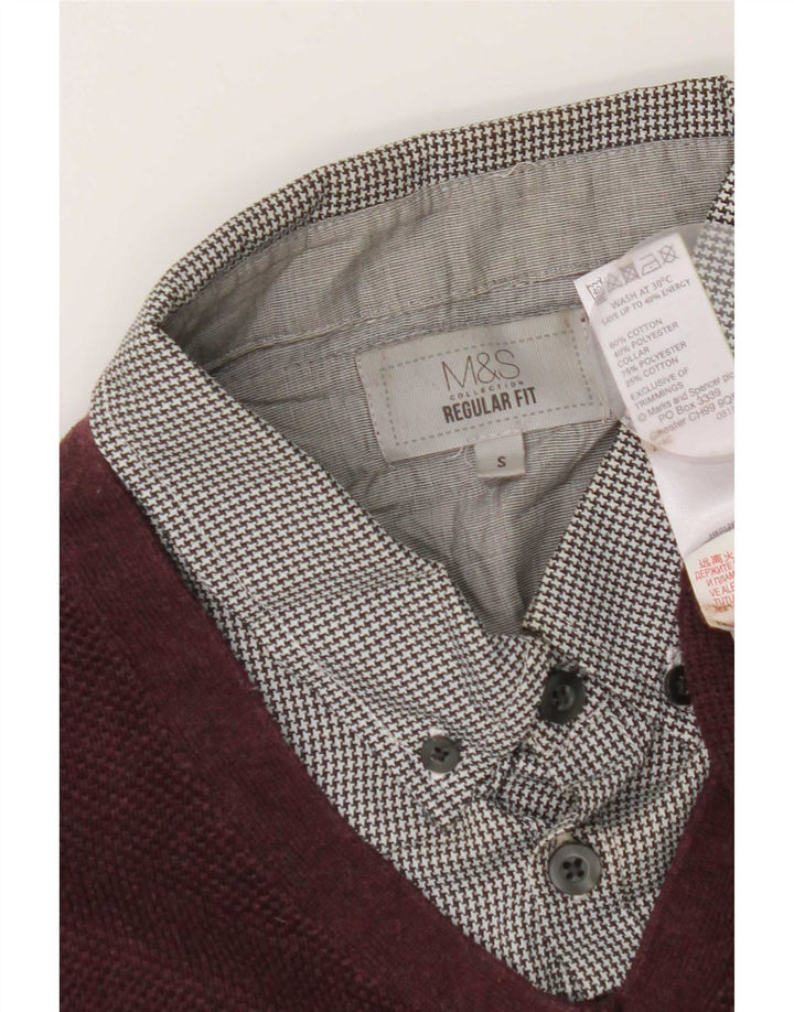 Marks & Spencer Herre Regular Fit Polo Neck Sweater Sweater Small Bourgogne