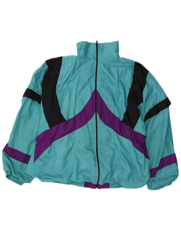VINTAGE Herre Loose Fit træningsdragt Topjakke Stor turkis farveblok