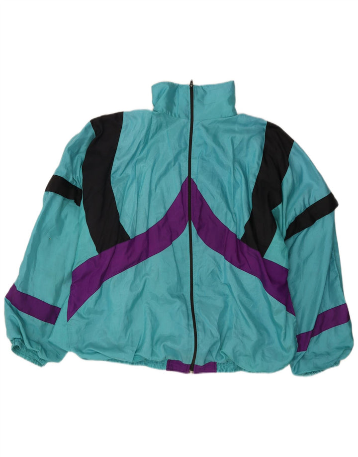 VINTAGE Herre Loose Fit træningsdragt Topjakke Stor turkis farveblok