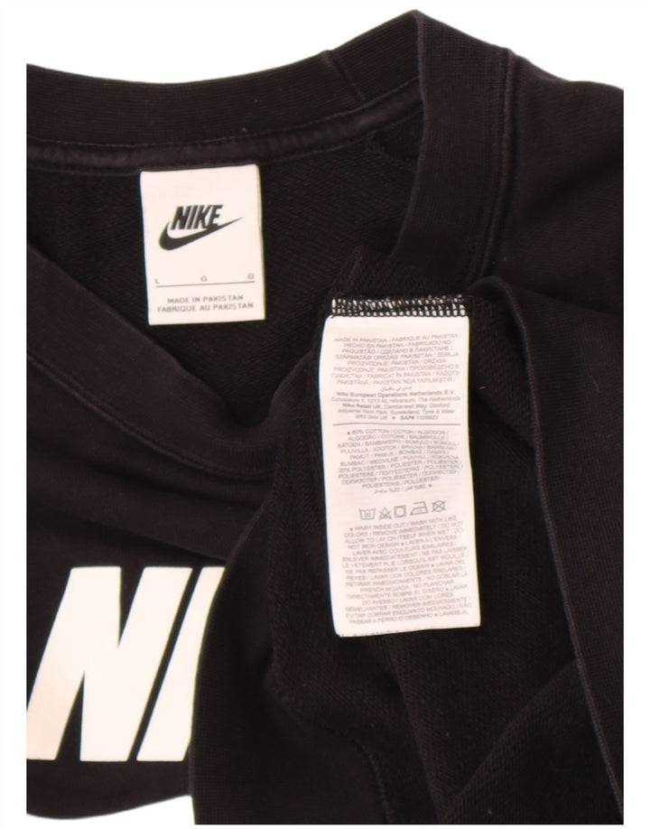 Nike Dame Grafisk Sweatshirt Jumper UK 16 Stor sort bomuld