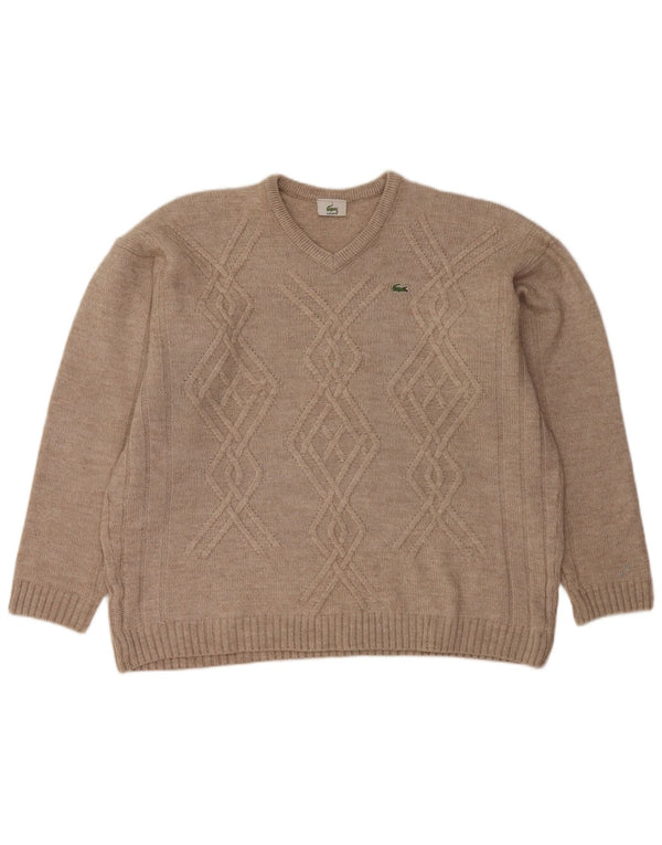 LACOSTE Herre V-hals sweater Str. 7 2XL Beige Uld