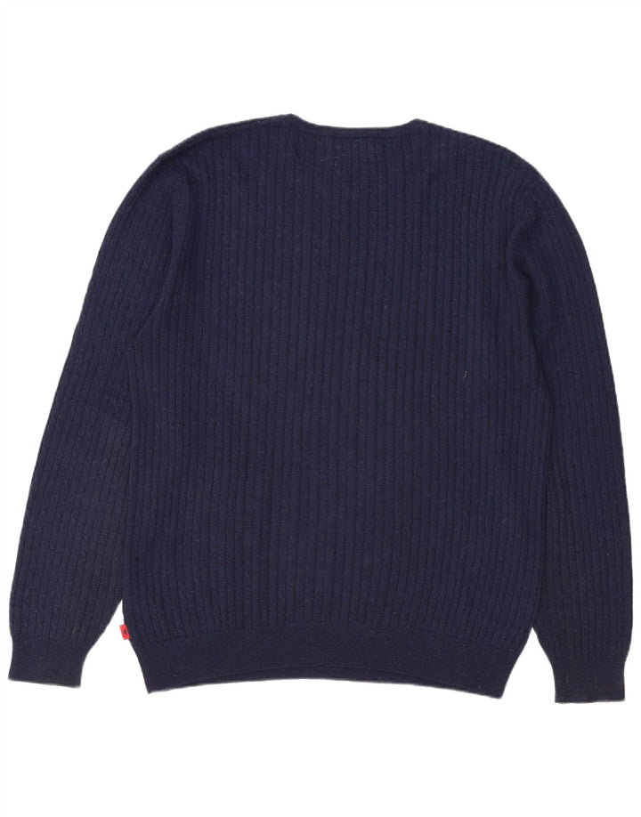 Kappa herre rund hals sweater 2XL marineblå uld