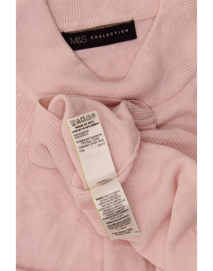 Marks & Spencer Dame Crop Turtle Neck Jumper Sweater UK 8 Small Pink