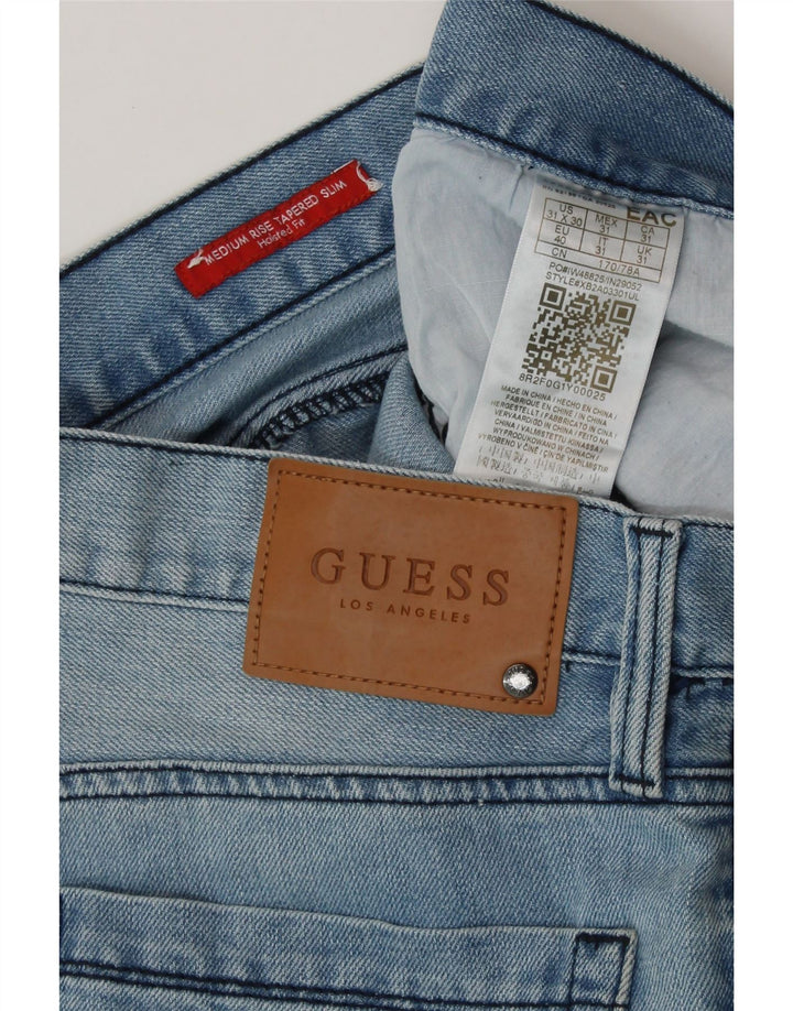 GUESS Dame Halsted Fit Mid Rise Slim Tapered Jeans W31 L30 Blå Bomuld