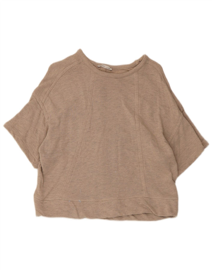 Zara Kortærmet Oversized Sweatshirt Jumper UK 10 Small Beige