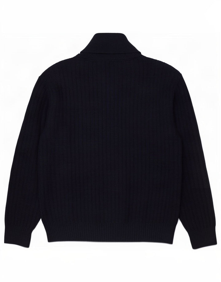 Zara Herre Shawl Neck Jumper Sweater XL Navy Blue Akryl
