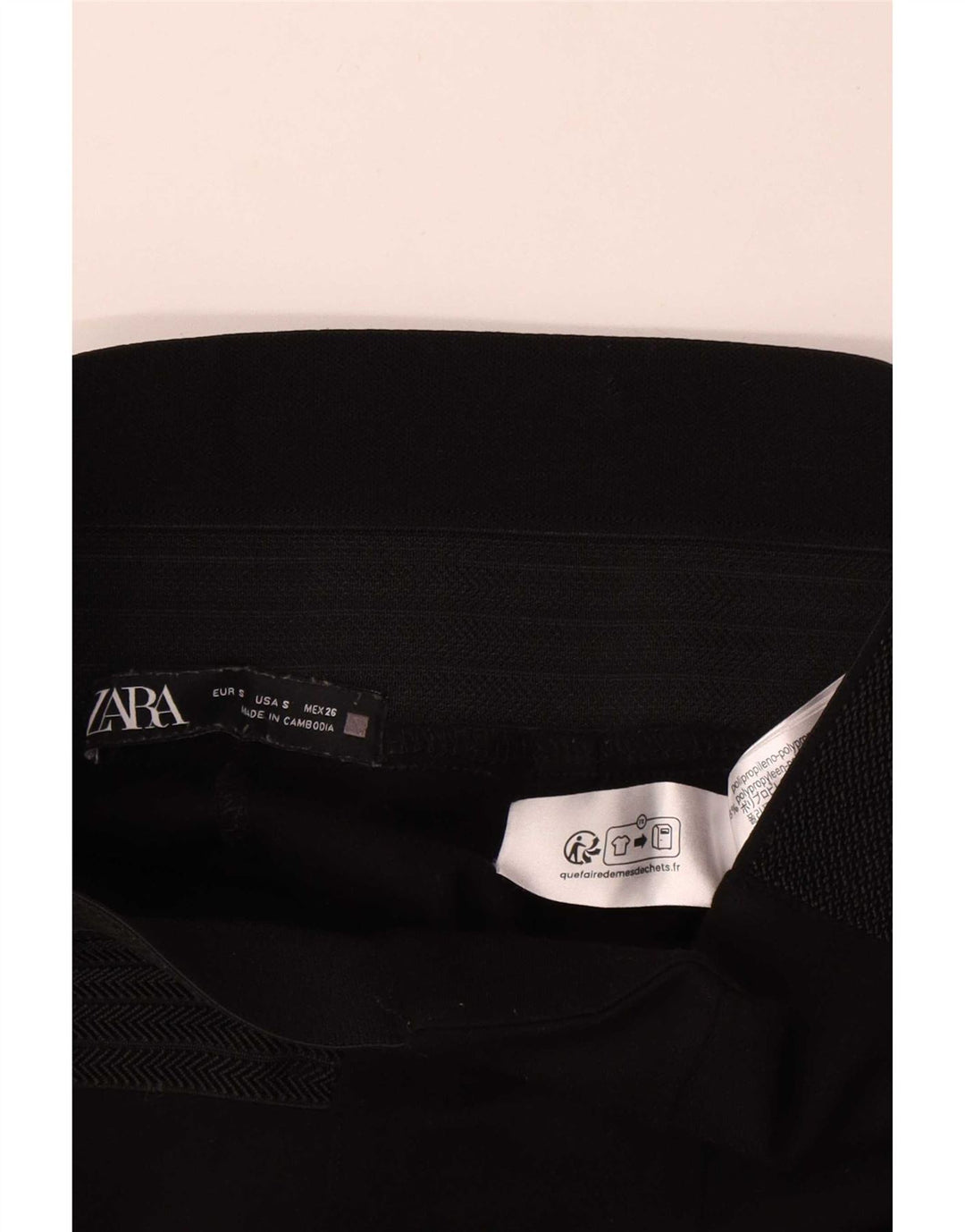 Zara Dame Slim Casual Bukser Small W26 L28 Sort Polyethylen