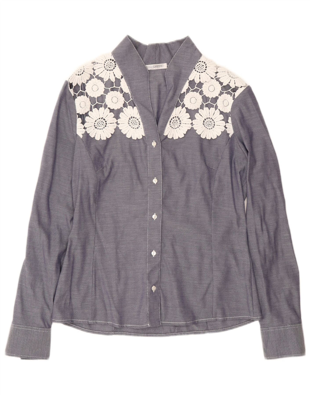 Naracamicie Dameskjortebluse UK 12 Medium Navyblå Blomsterbomuld