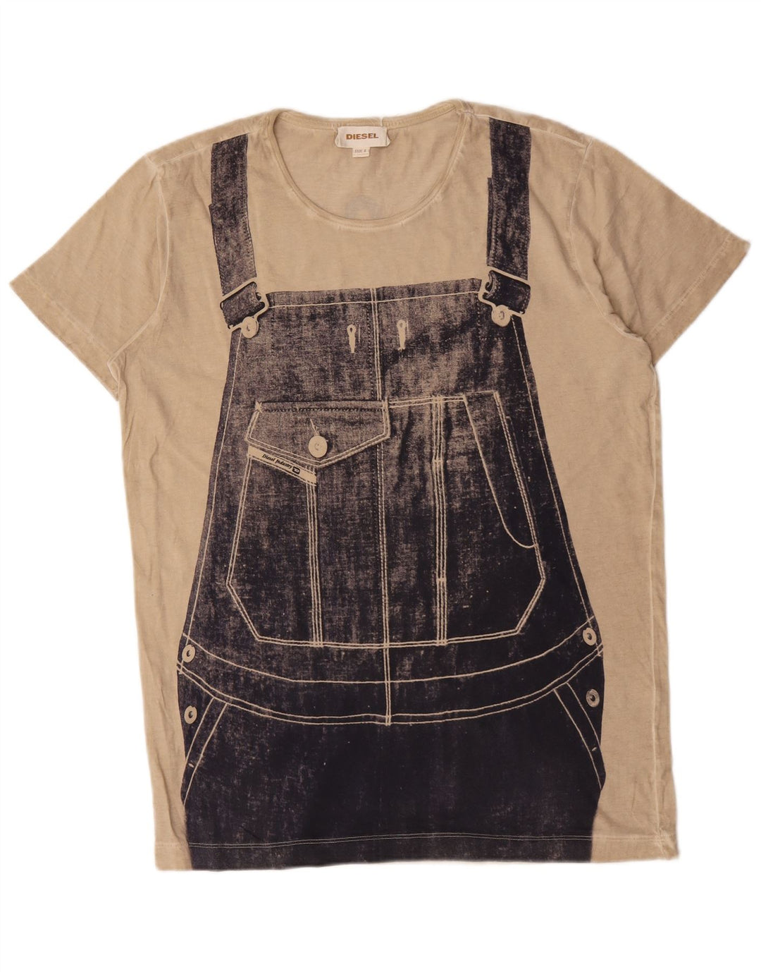 Diesel Herre Grafisk T-Shirt Top Stor Beige