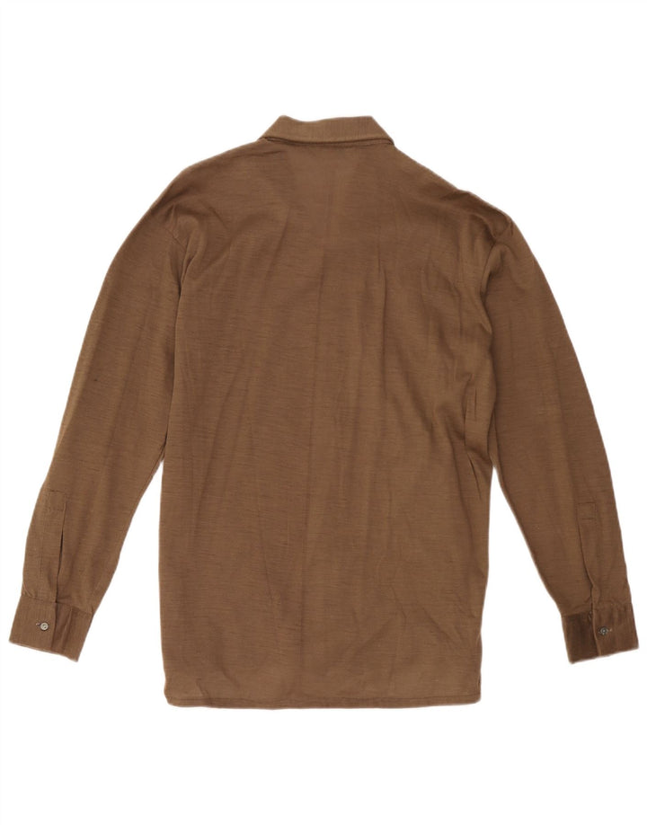 Vintage herreskjorte str. 39 Medium brun uld