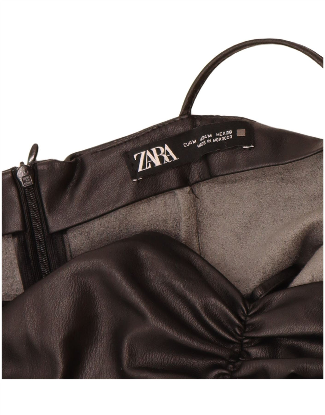 Zara Womens imiteret læder Bodycon-kjole UK 12 Medium Black Polyurethane