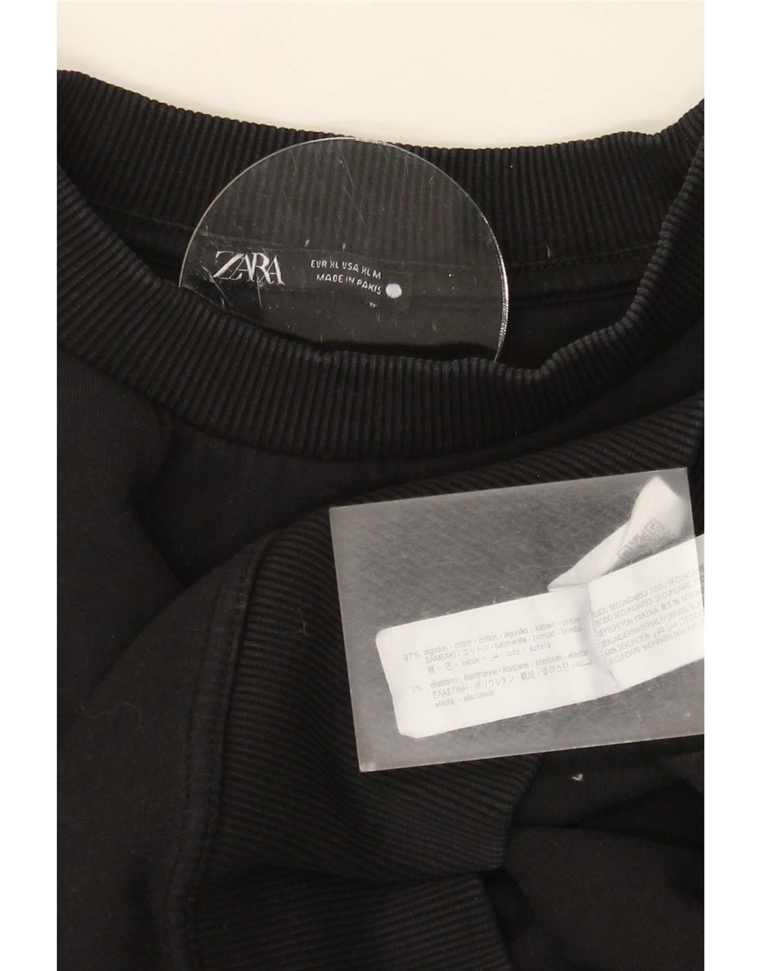 Zara Kortærmet sweatshirt til mænd XL sort bomuld