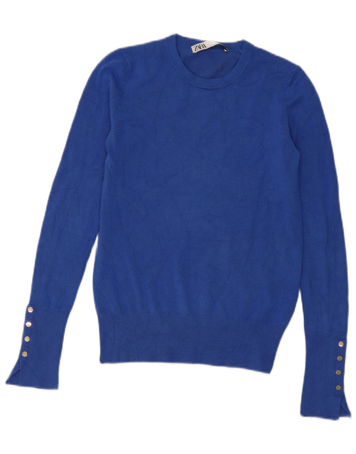 Zara Dame sweater med rund hals DK 10 Small Blue Viscose