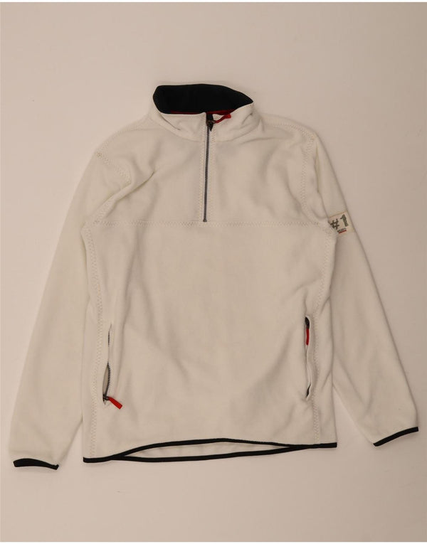 Musto Dame Fleece Zip Neck Jumper Sweater UK 16 Large Off White Polyester