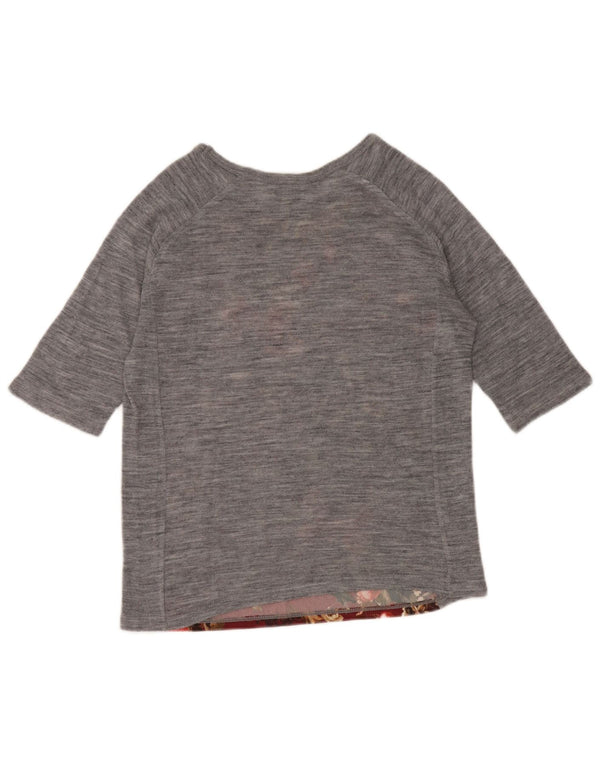 Zara Dame Trafaluc Top 3/4 ærmer UK 12 Medium Grey Floral
