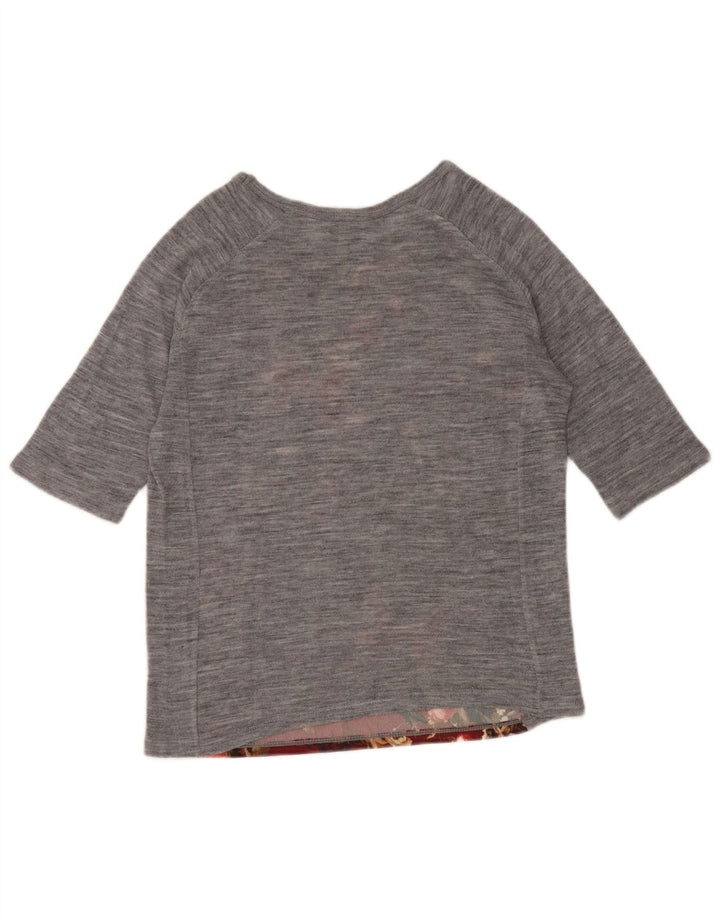 Zara Dame Trafaluc Top 3/4 ærmer UK 12 Medium Grey Floral