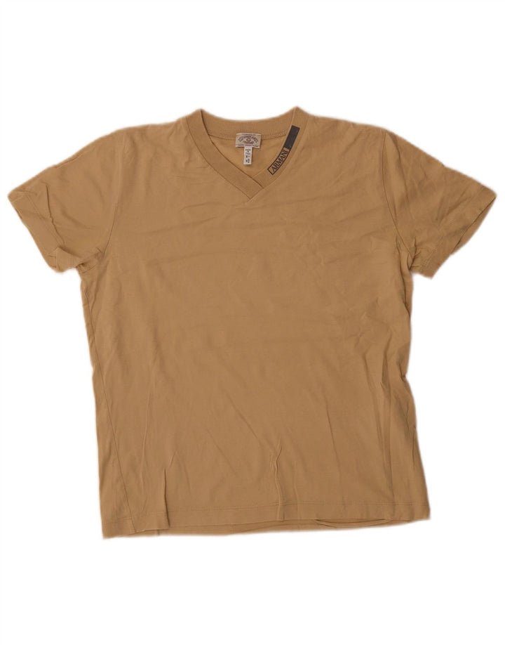 Armani Jeans Dame T-Shirt Top IT 44 Medium Beige Bomuld