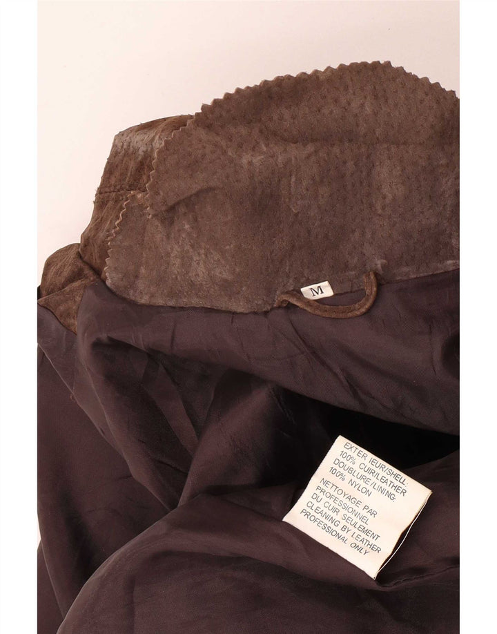 Vintage Dame Loose Fit Læderjakke UK 14 Medium Brun Læder