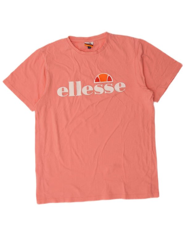 Ellesse Kvinder Oversized Grafisk T-Shirt Top UK 10 Lille Pink Bomuld