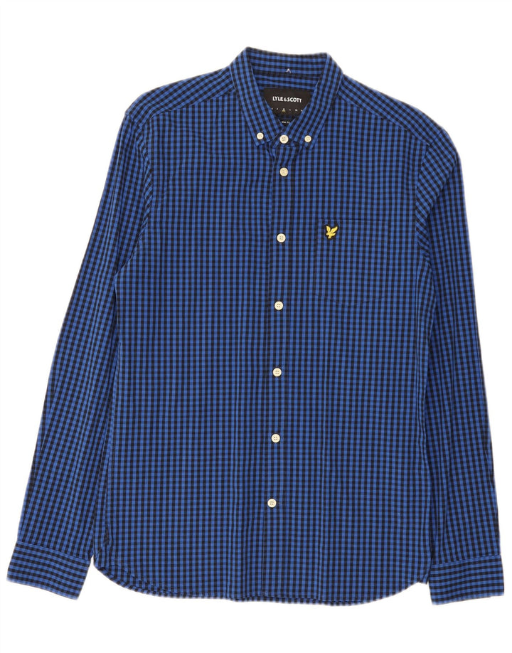 Lyle & Scott Herre Slim Fit skjorte Medium Blue Gingham Cotton