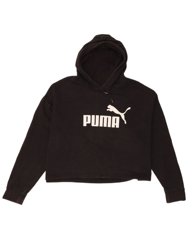 Puma Womens Crop Graphic Oversized Hoodie Jumper UK 18 XL Sort Bomuld