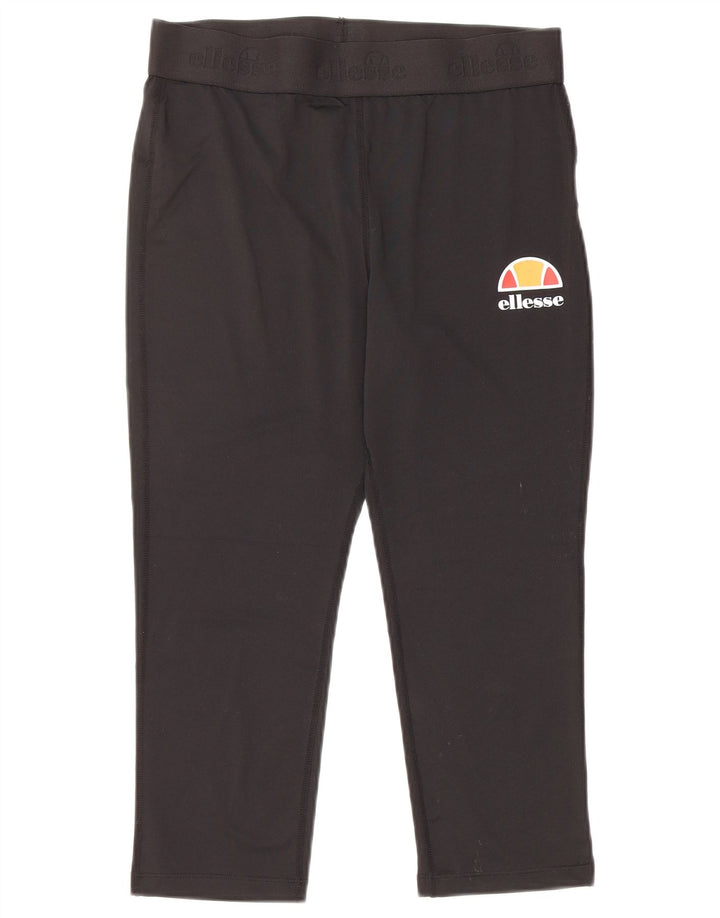 ELLESSE Womens Graphic Capri Leggings UK 14 Medium  Black Polyester