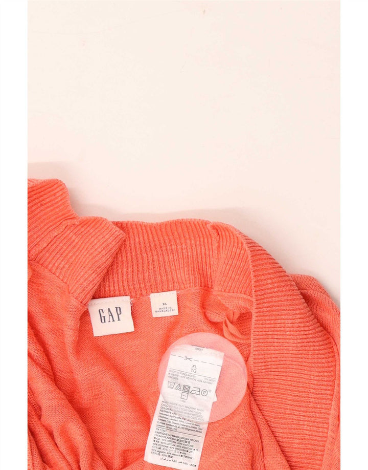 Gap Dame Oversized Open Cardigan Sweater UK 18 XL Orange Bomuld