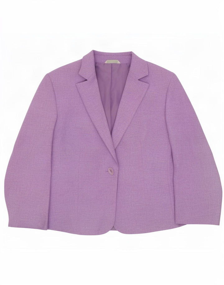Marks & Spencer Dame Standard 1 Knap Blazer Jakke UK 12 Medium Lilla