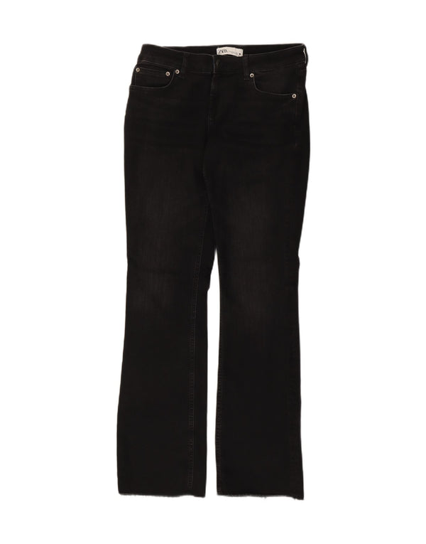 Zara Dame Bootcut Jeans EU 40 Medium W30 L31 Sort Bomuld