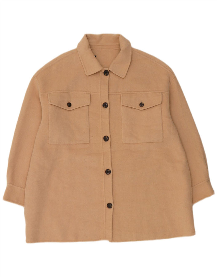 Zara Womens Oversized Bomber Jacket UK 14 Medium Beige Uld