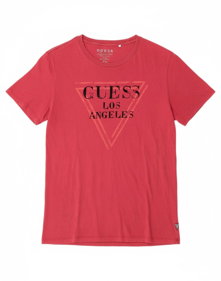 GUESS Womens Graphic T-Shirt Top UK 16 Large Maroon