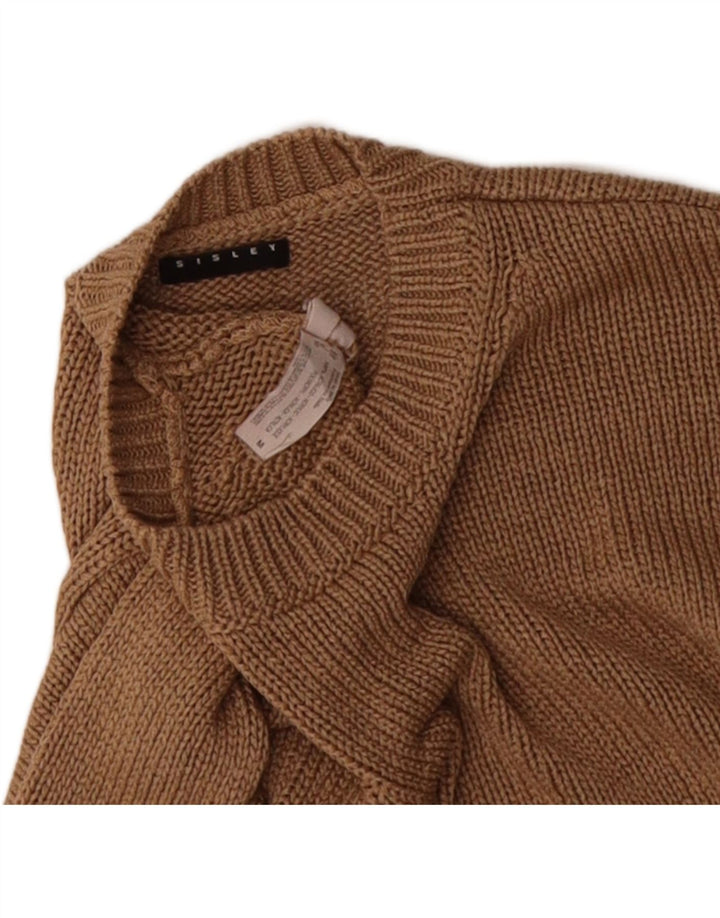 SISLEY Womens Crew Neck Jumper Sweater UK 14 Medium Brown Acrylic Vintage Sisley and Second-Hand Sisley from Messina Hembry 