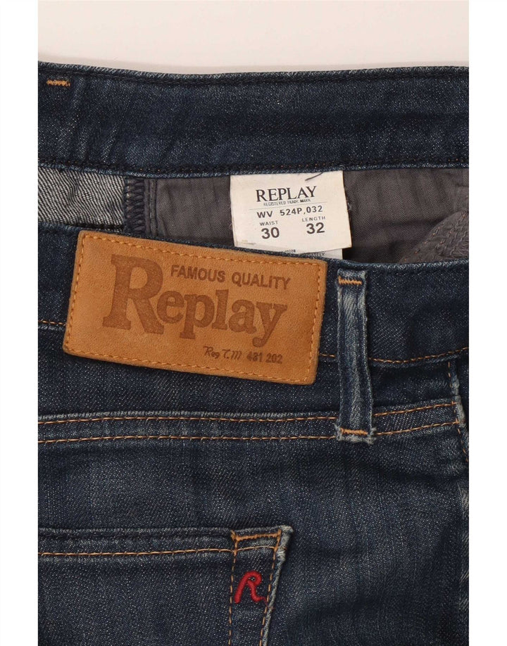 Replay Dame Bootcut Jeans W30 L32 Marineblå Bomuld