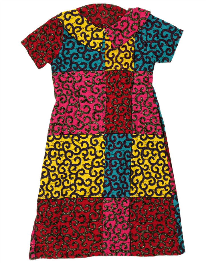 Vintage Dame A-Line Kjole UK 14 Medium Flerfarvet Colourblock