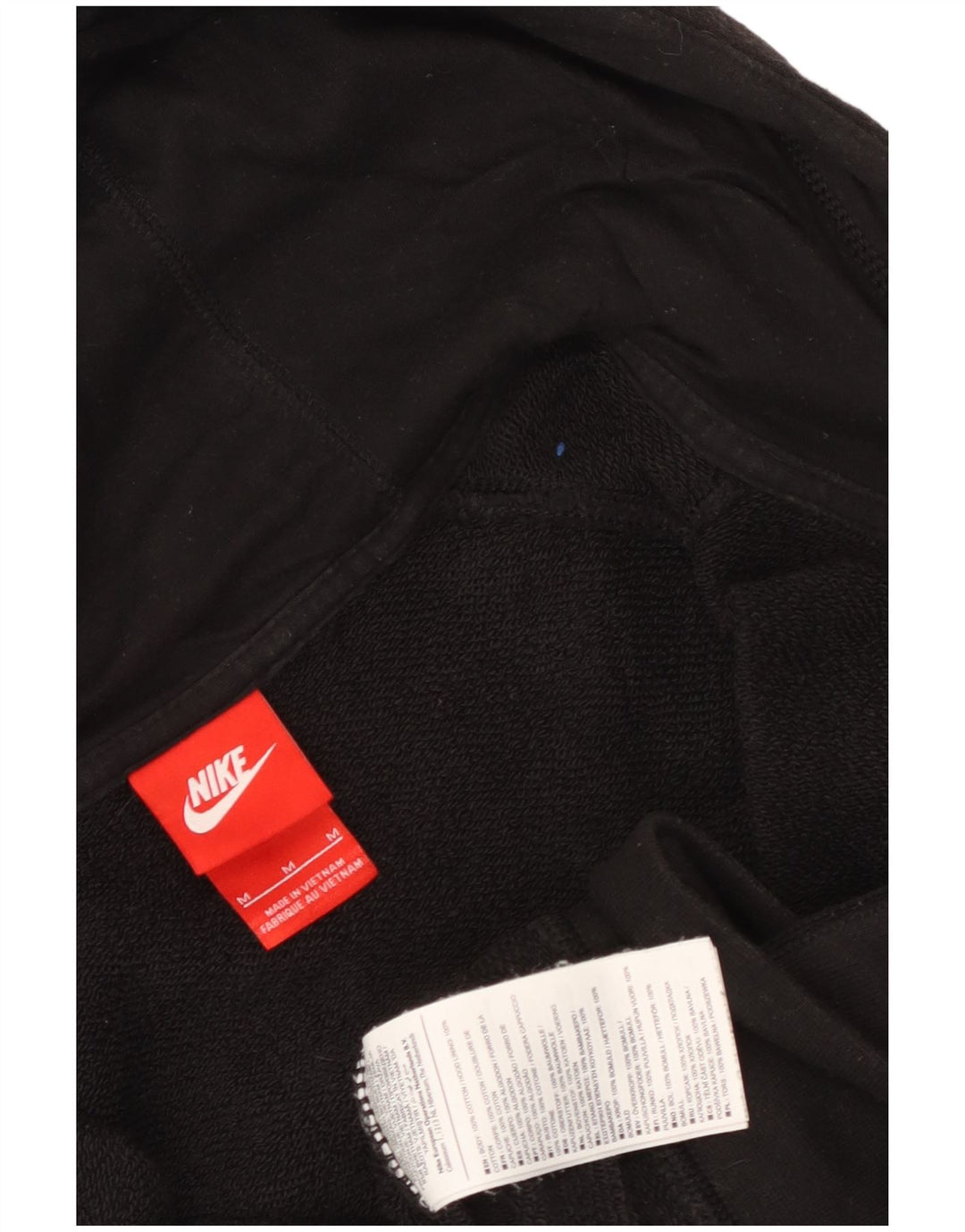 Nike Herre grafisk hættetrøje med lynlås, medium sort bomuld