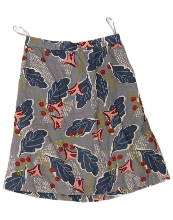 White Stuff Dame A-Line nederdel UK 8 Small W28 Grey Floral Linen