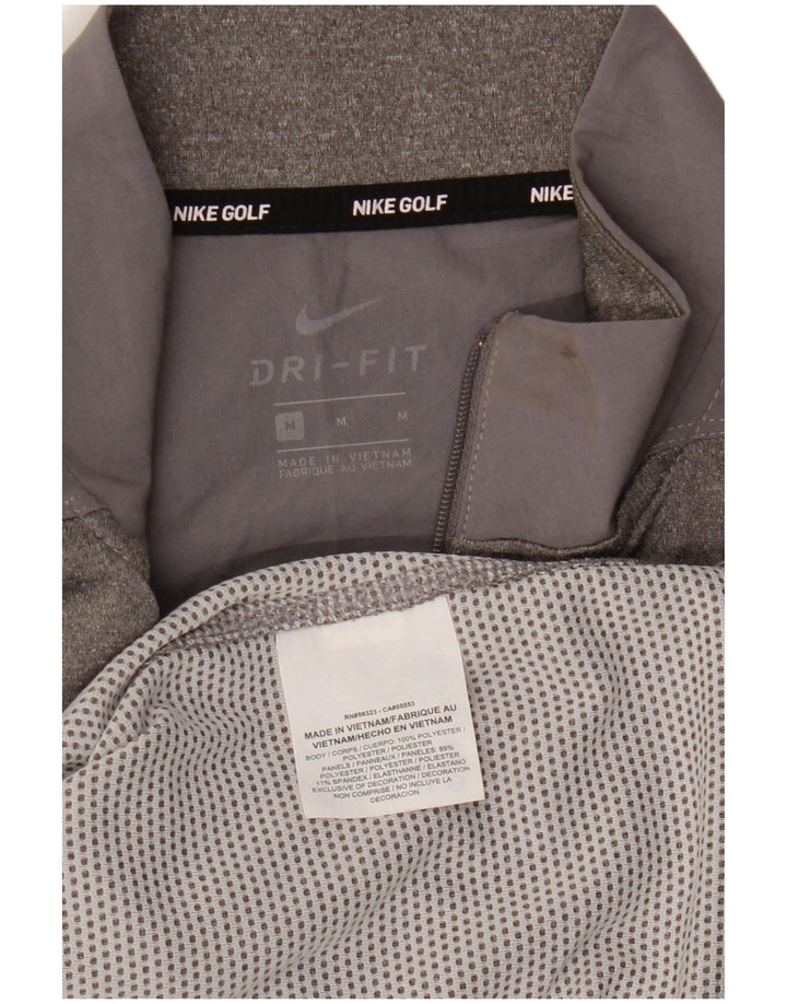 Nike Herre Dri Fit Grafisk Pullover med lynlåshals Træningsdragt Top Medium Grå