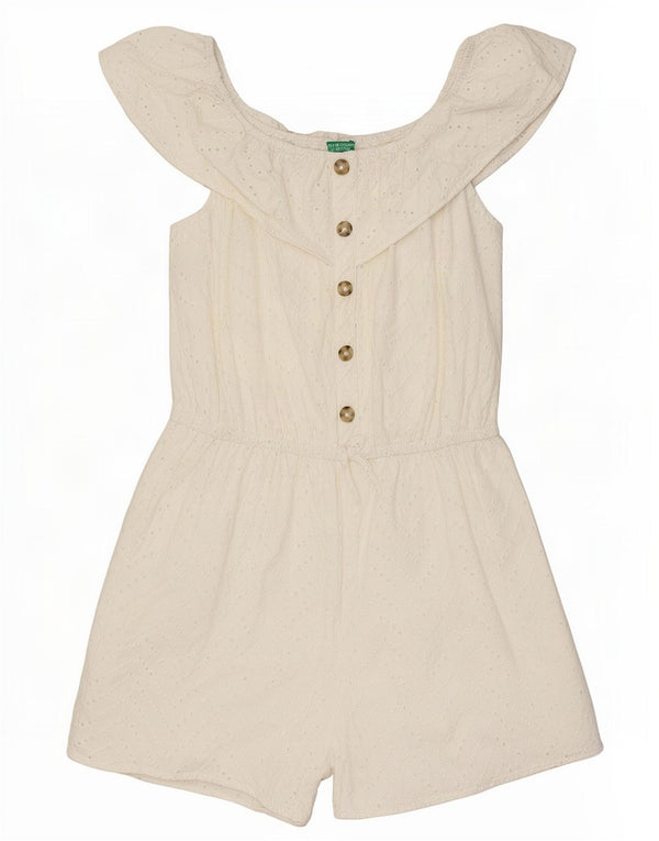 Benetton Womens Off Shoulder Playsuit UK 14 Medium White