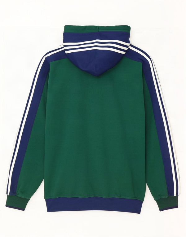 Adidas Hættetrøje med lynlås til mænd UK 42/44 Large Green Colourblock Polyester