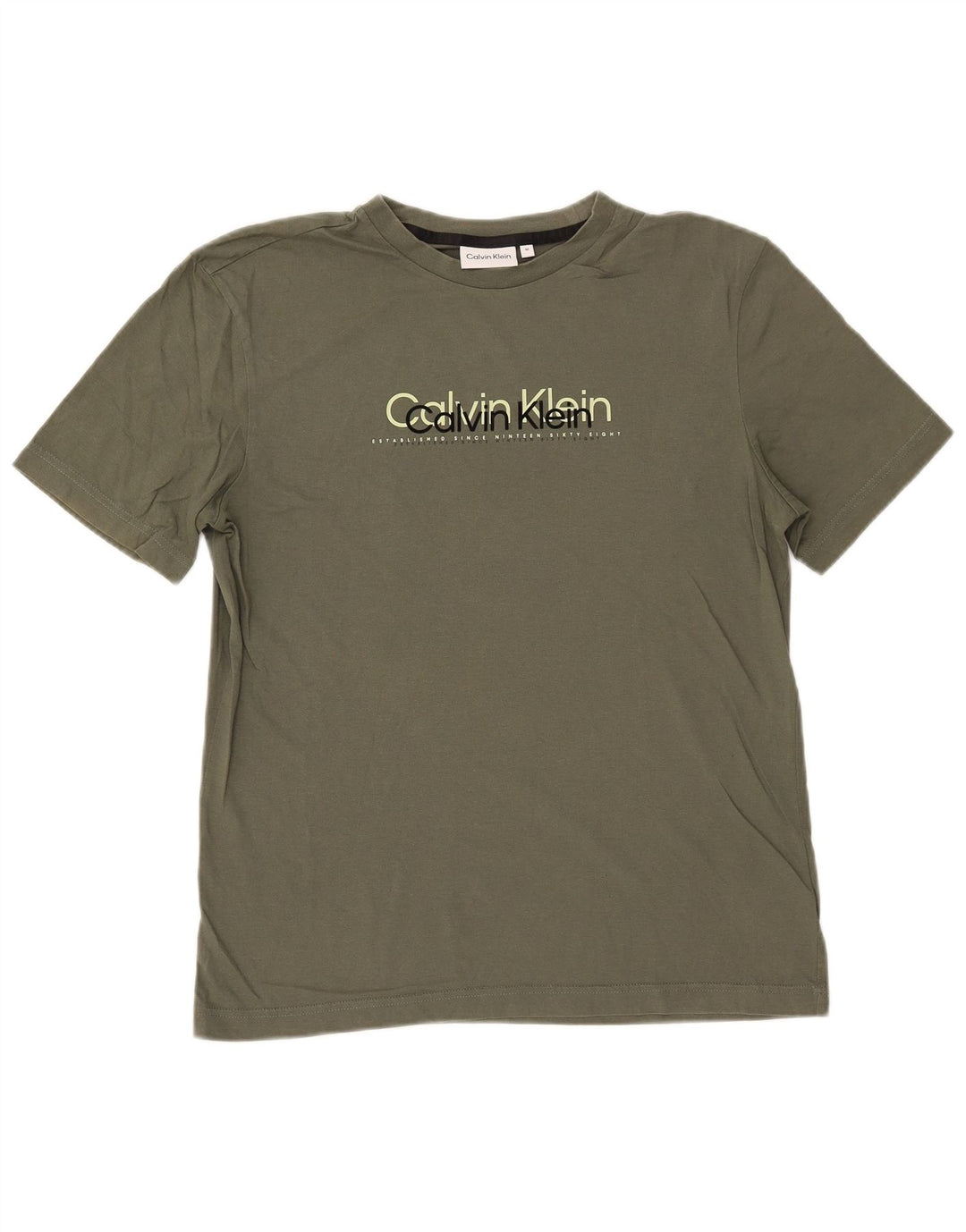 Calvin Klein Herre grafisk T-shirt Top Medium Khaki Bomuld
