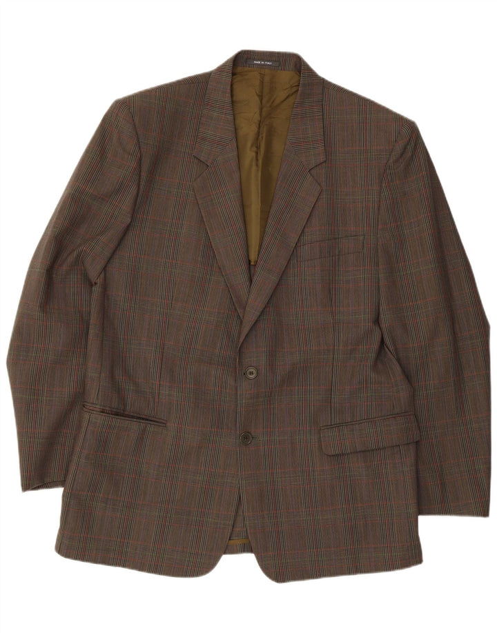Vintage herre 2-knaps blazerjakke UK 40 Large Brown Plaid Virgin Wool