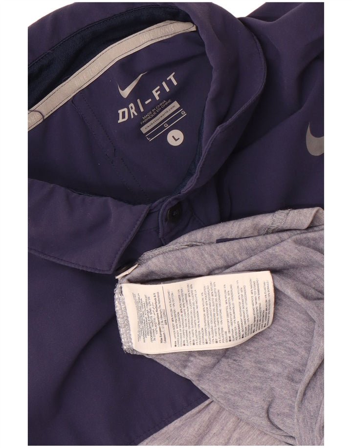 Nike Dri Fit poloshirt til mænd, stor grå farveblok nylon